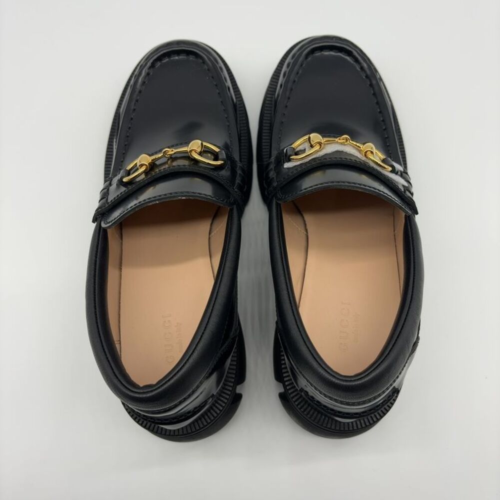 Gucci Women’s Loafers Lug Sole Horsebit In Black - Picture 5 of 6